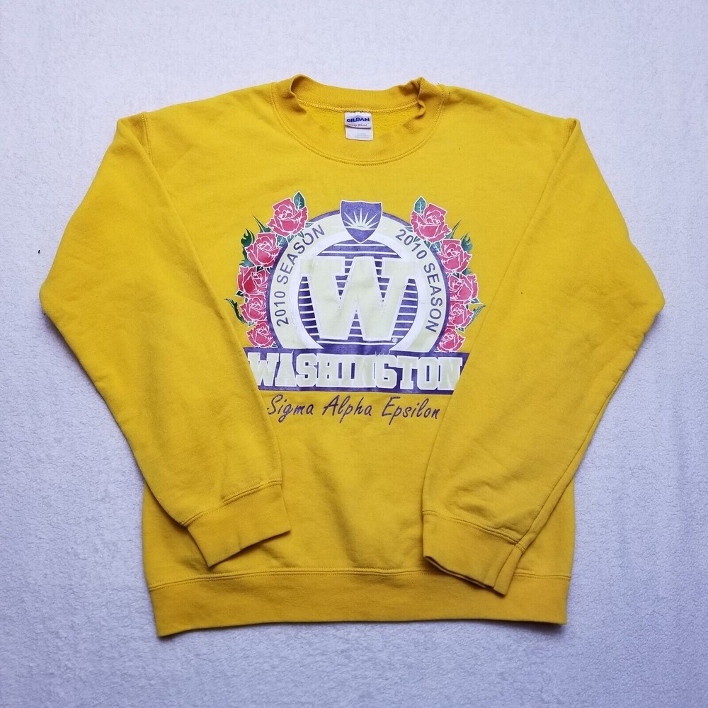 Sigma Alpha Epsilon Frat SAE university of Washington yellow Crew Neck Size Sm